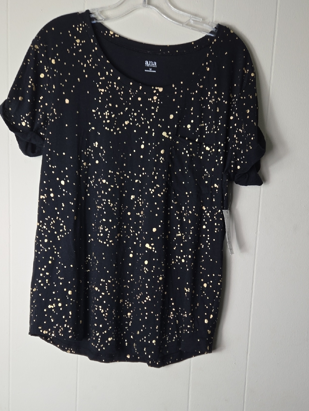 a.n.a Black Short Sleeve Tee with Gold Splatter